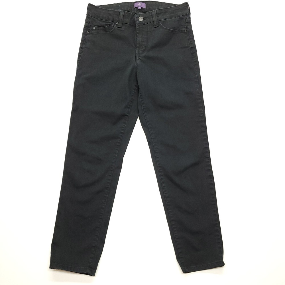NYDJ Ankle Jeans Women 6‎ Black Skinny Stretch Mid Rise Lift Tuck